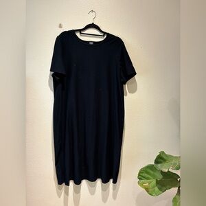 Eileen Fisher Women Dress in Black Sz 1X Plus Size Shirt Dress Stretch Midi